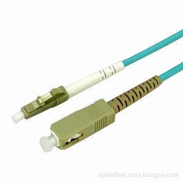 OM3 SC-LC Simplex Fiber-optic Patch Cord, -40 to 85°C Operating Temperature